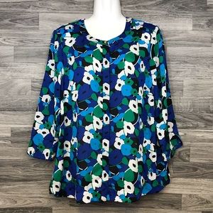 Liz Claiborne Career Blue Green Top